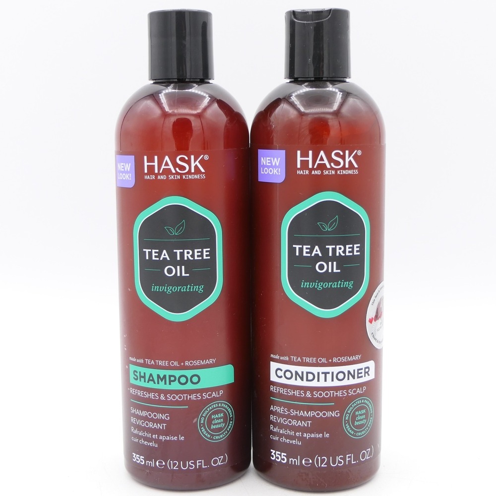 Hask Tea Tree Oil Shampoo & Conditioner Set 12 oz Ea Refreshes & Soothes Scalp